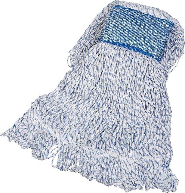 Amazon Basics Loop-End Rayon Finish Commercial String Mop Head, 5 Inch Headband, Medium, 6-Pack