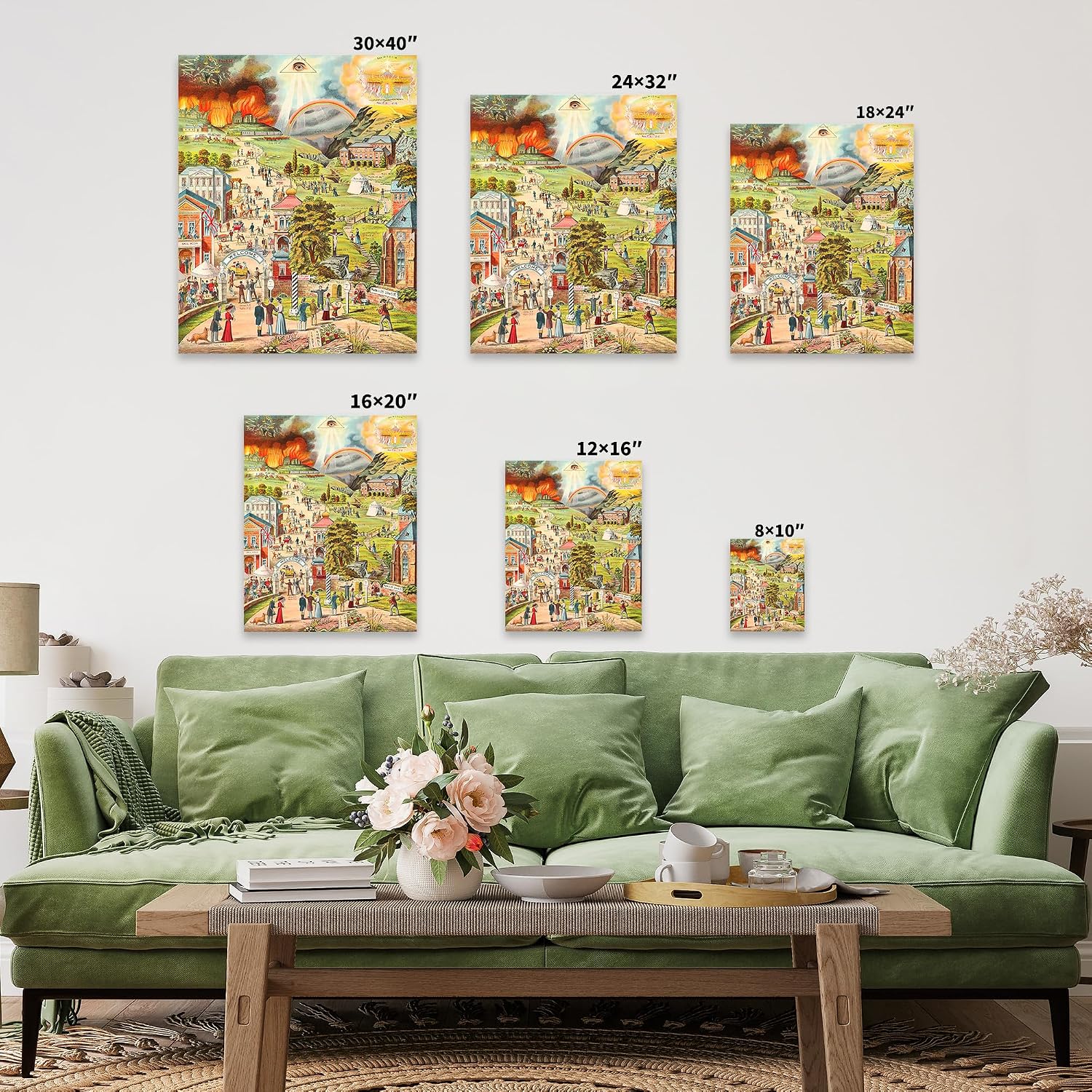 Poster Master The Broad and The Narrow Way Canvas - Retro Christian Print - Jesus Art - Religious Wall Design - Heaven & Hell Art - Office or Living Room Decor - 8x10 STRETCHED Canvas