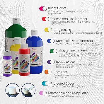Tüm Renkler Akrilik Boya 12'li Set 12x120ml
