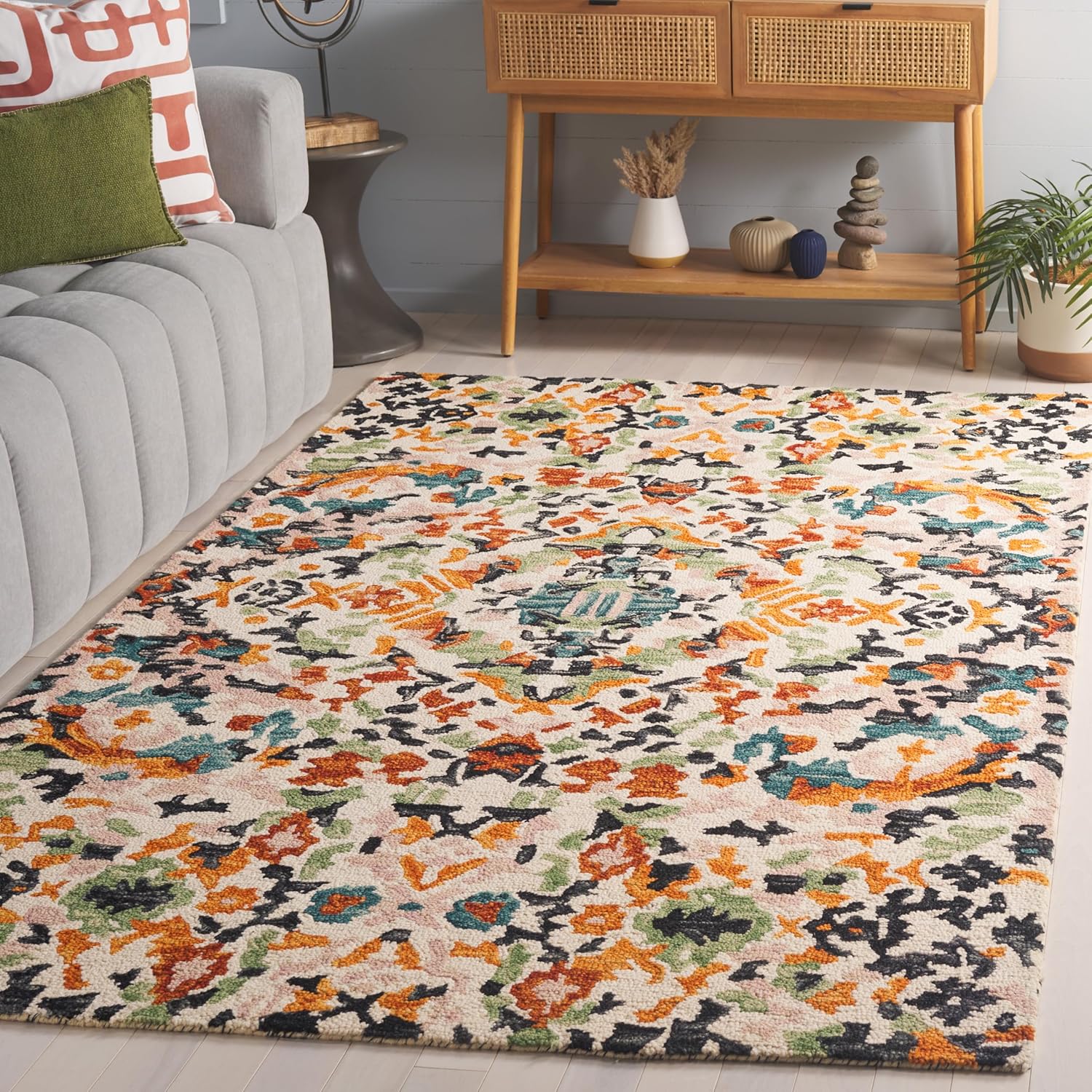 SAFAVIEH Aspen Collection Runner Rug - 2'3" x 9', Ivory & Pink, Handmade Wool, Ideal for Hallway, Foyer, Bedroom (APN104A)