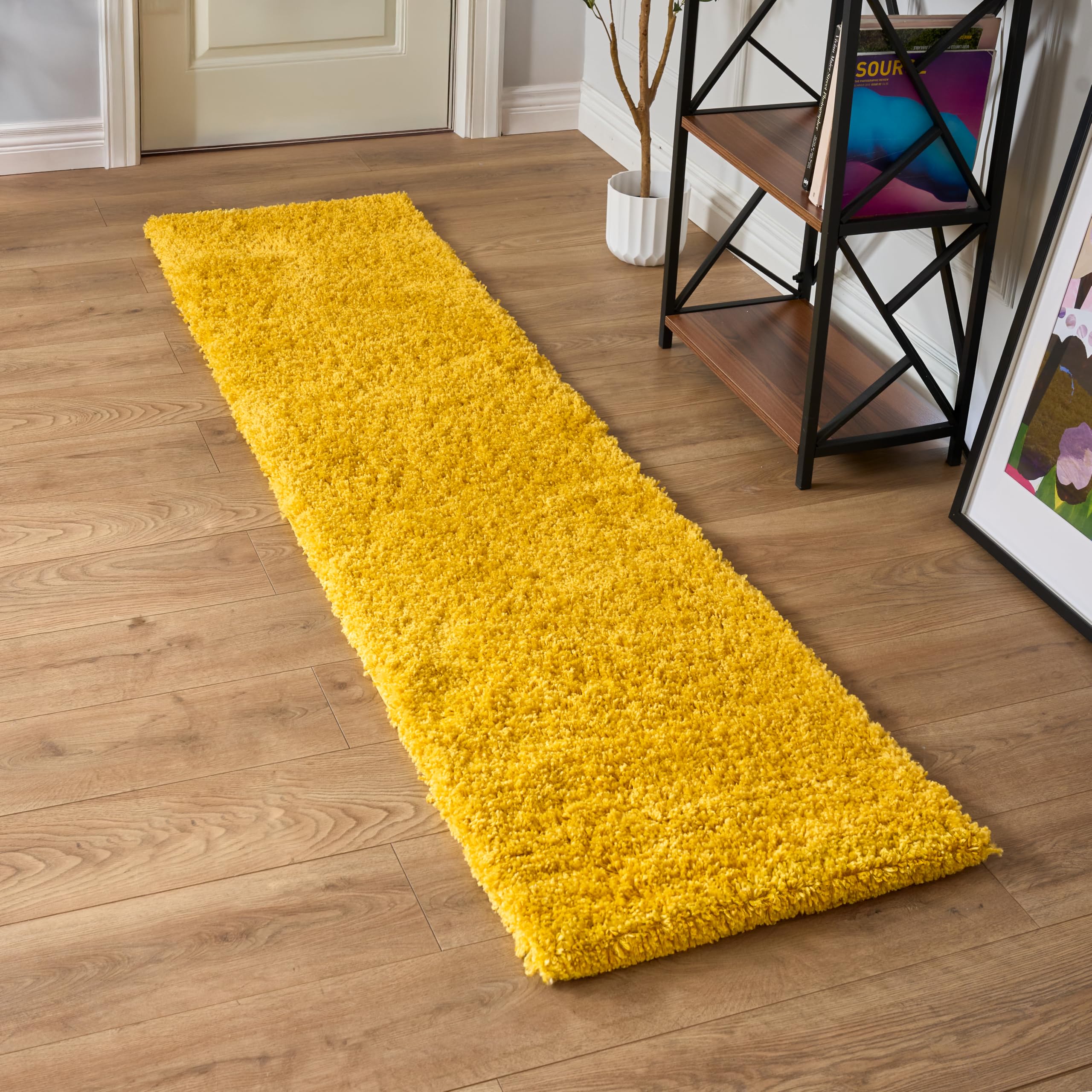 Bravich Navy Blue Shaggy Rug 80 x 150cm (2'7" x 4'11") 5cm Pile Medium Thick Fluffy Living Room Hessian Backed Washable — view 62