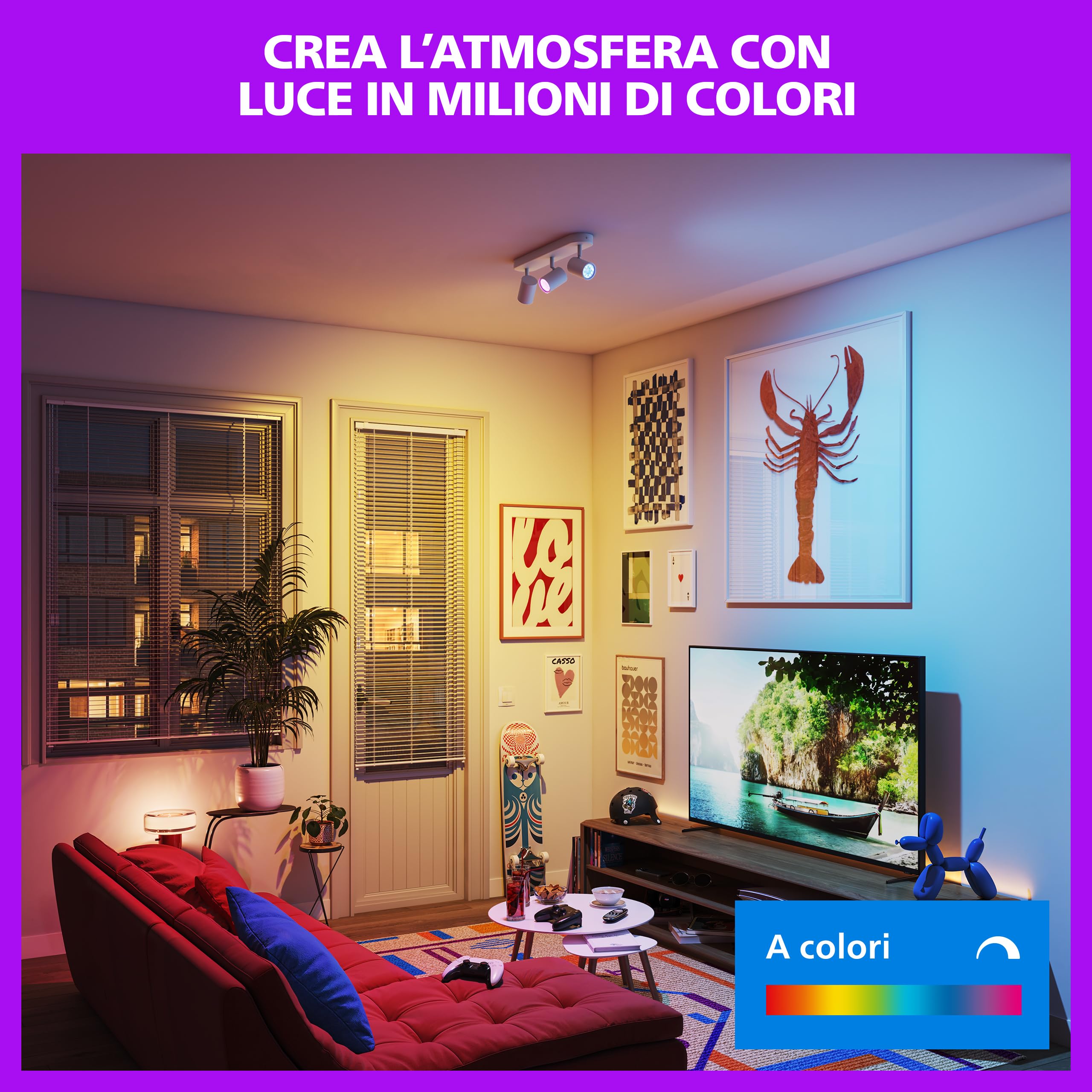 Philips Smart Lighting Faretti GU10 x3, WH Bianco
