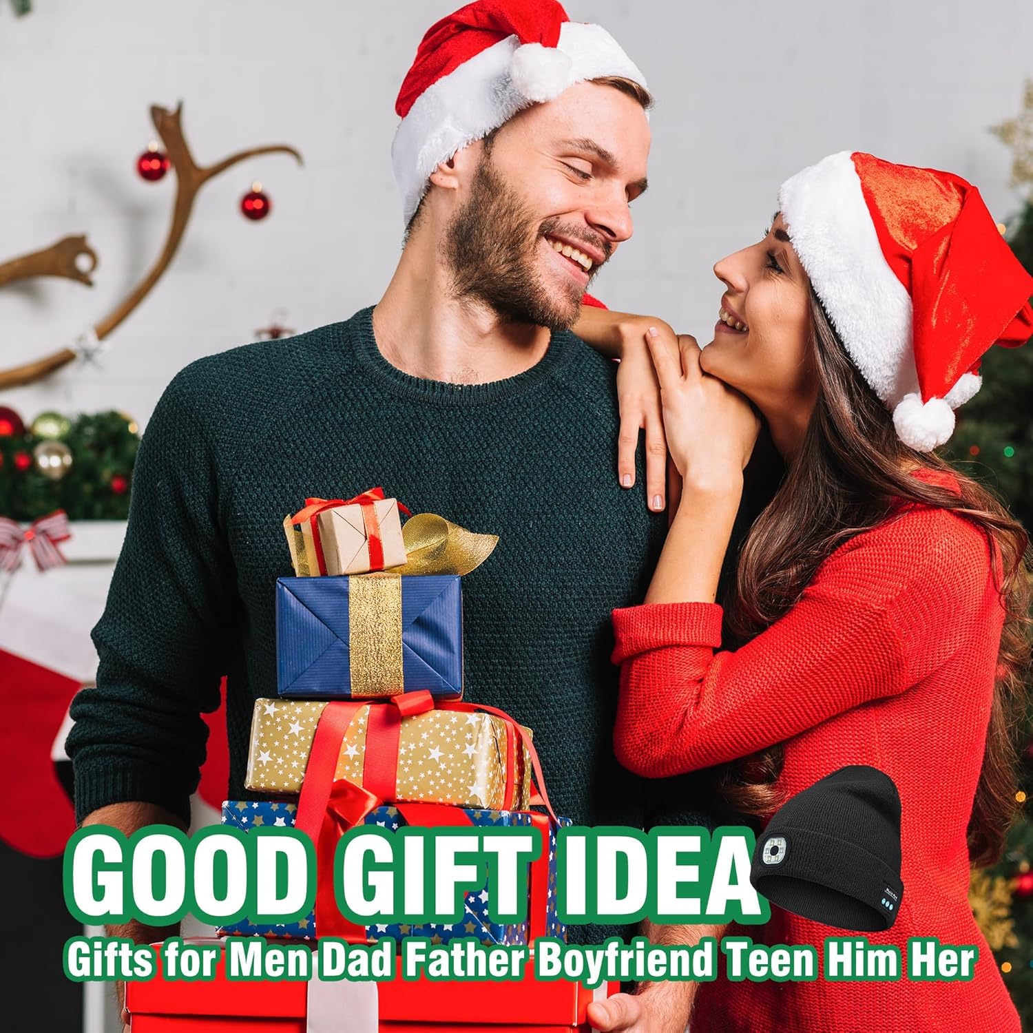 Rotibox Bluetooth Beanie with Light, Unisex USB Rechargeable 4 LED Headlamp Hat with Wireless Headphones - Image 7