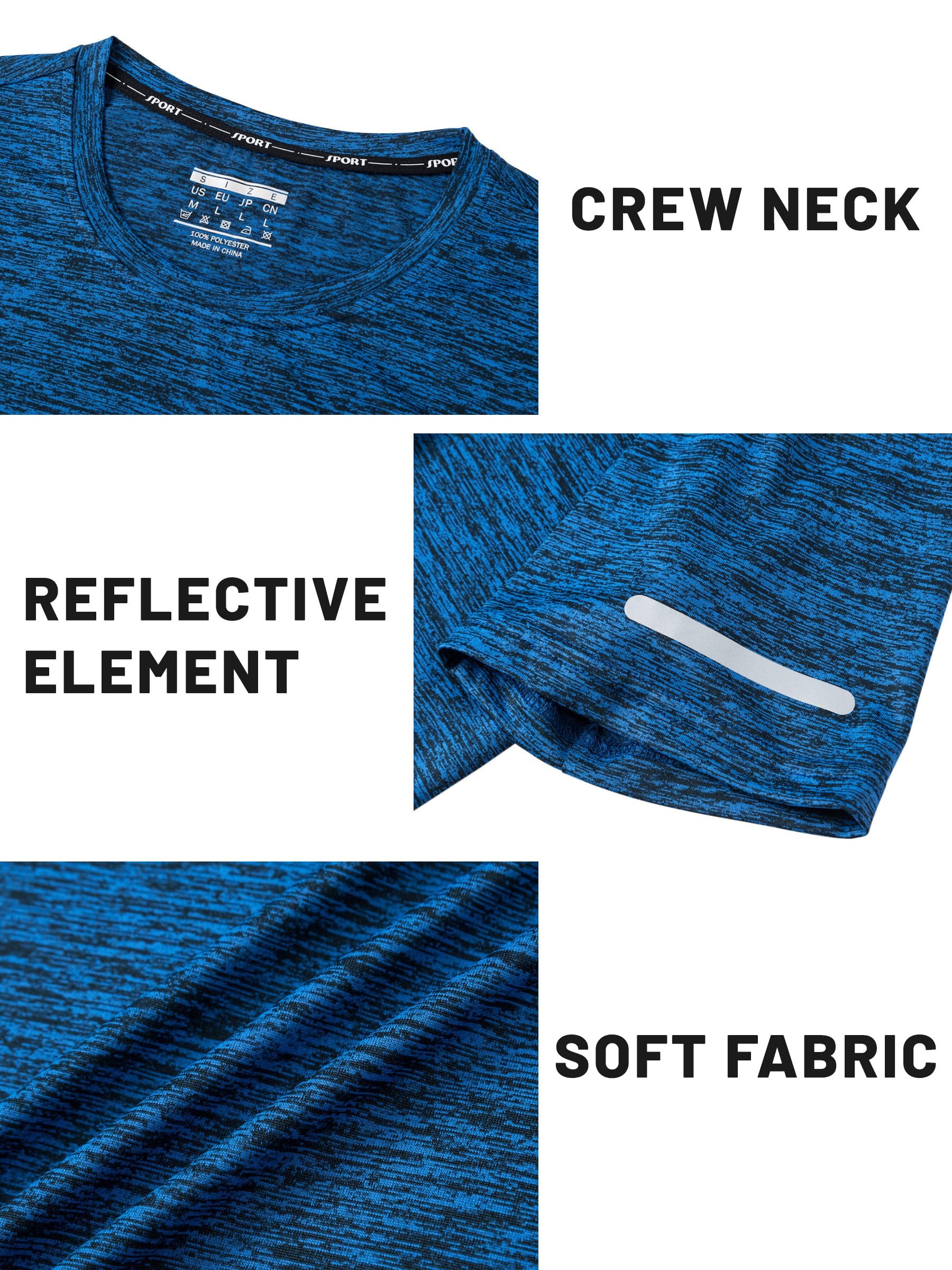 TACVASEN Camiseta de correr para hombre, de secado rápido, de manga corta, cuello redondo, para verano, para deportes y gimnasio
