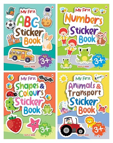 My First Sticker Books - Alphabet, Numbers, Shapes and Colours, Animals and Transport (Set of 4 Books) - Activity Books with 400+ stickers - Age 3+
