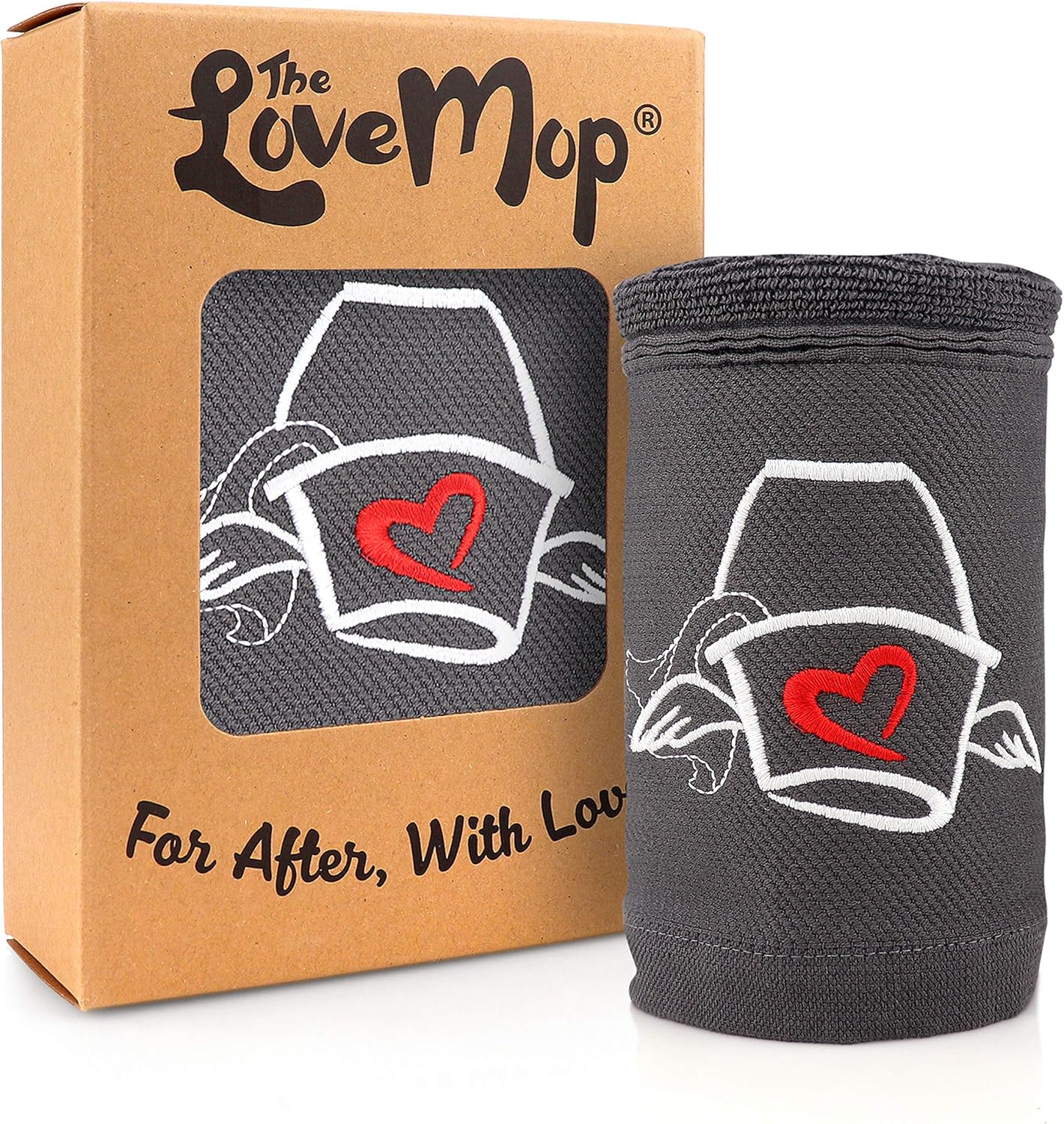 Love Mop Premium Cotton After Care Towel - Fun Gift Bachelorette Wedding Bridal Shower Party Couples Second 2nd Anniversary for Man Her Him Wife Husband Boyfriend Girlfriend Valentines Day Grey