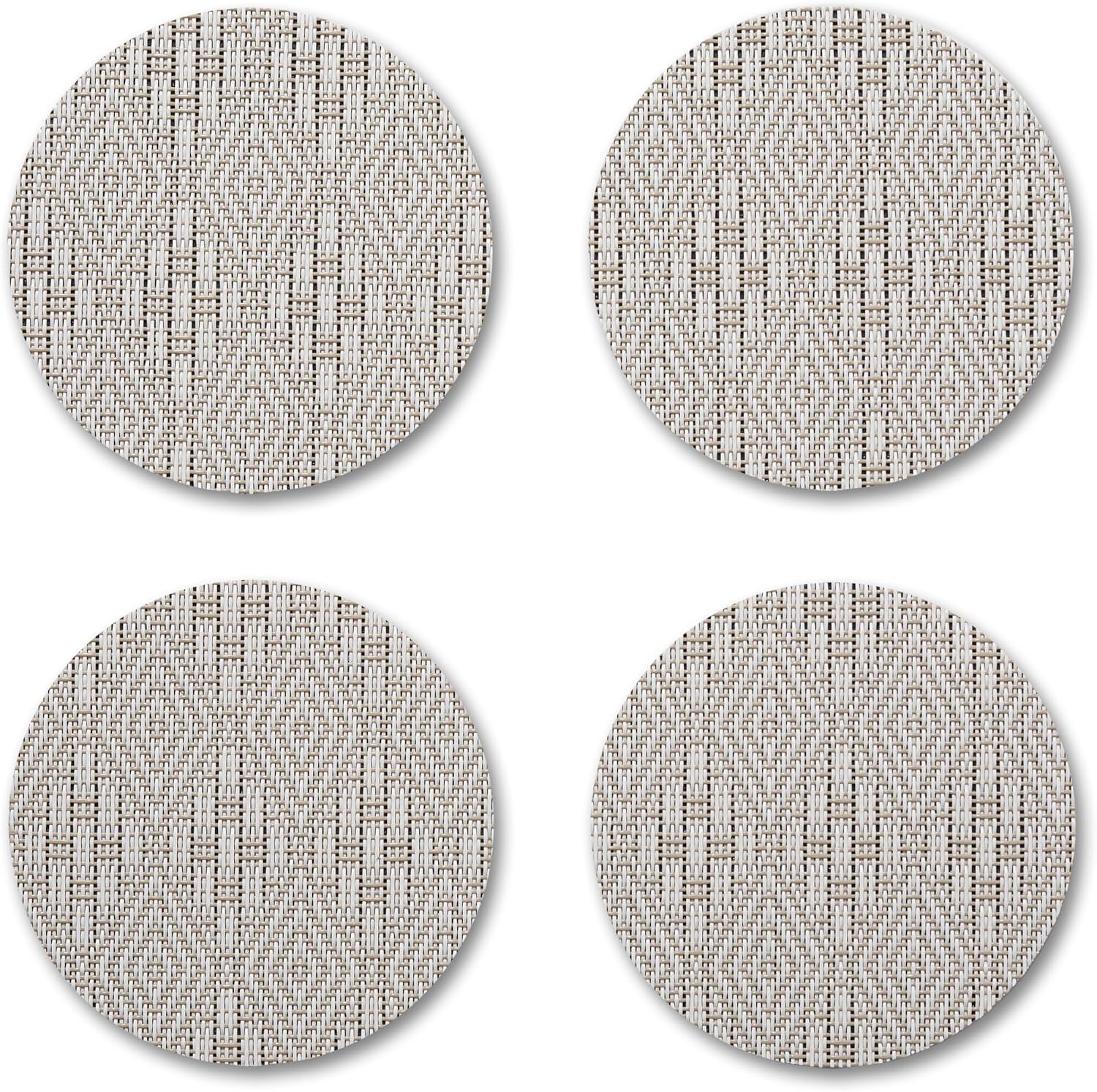 Martha by Martha Stewart | Chilewich Boxwood Coasters in Sea - Set of 4 - Stain-Resistant Woven Textile with Recycled Felt Backing - 5" Round