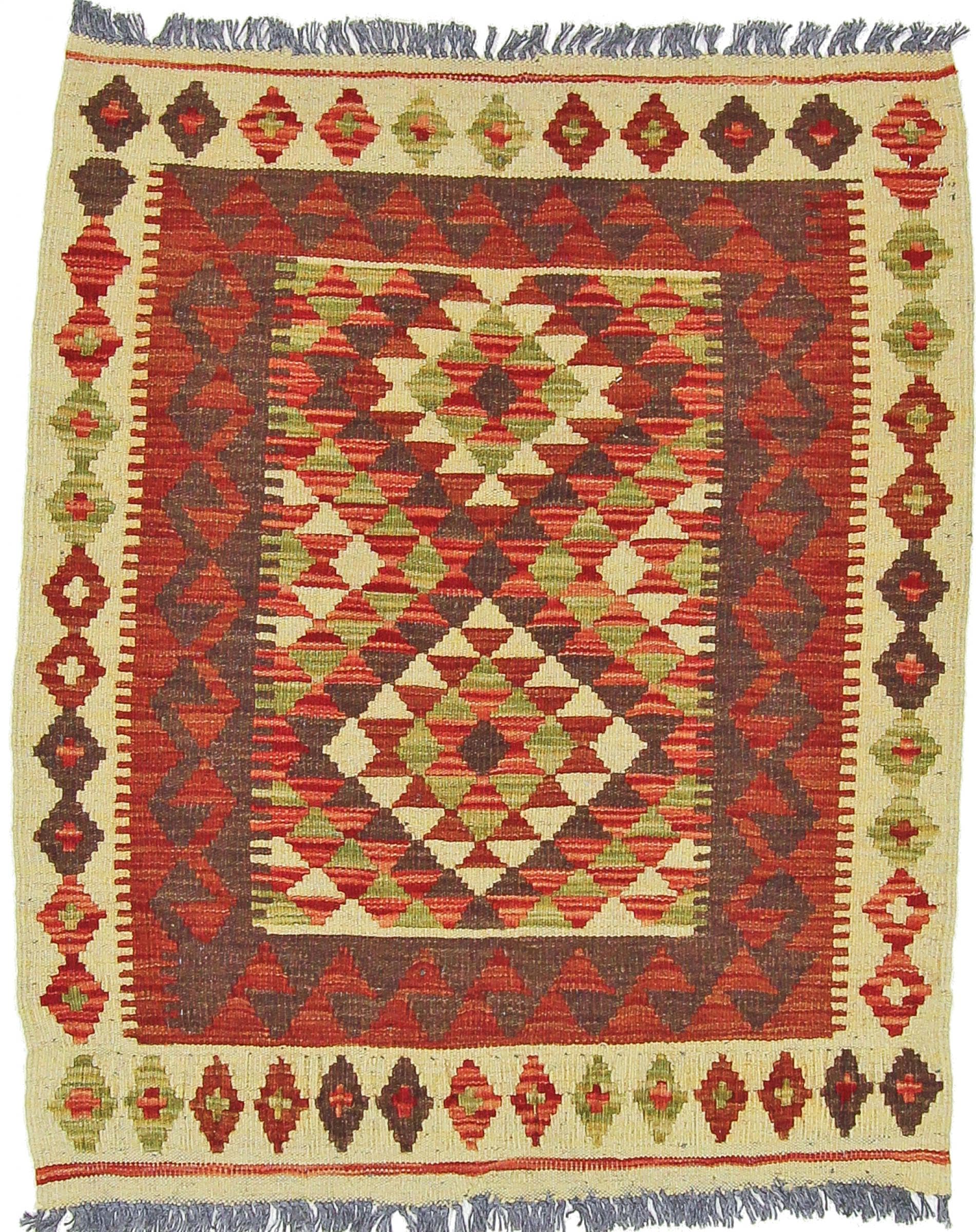Tapis laine Kilim Afghan 84x102 fait main tapis d'orient traditionnel