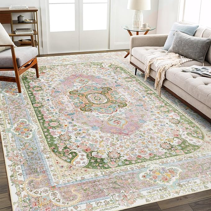 8x10 Pink & Green Rug
