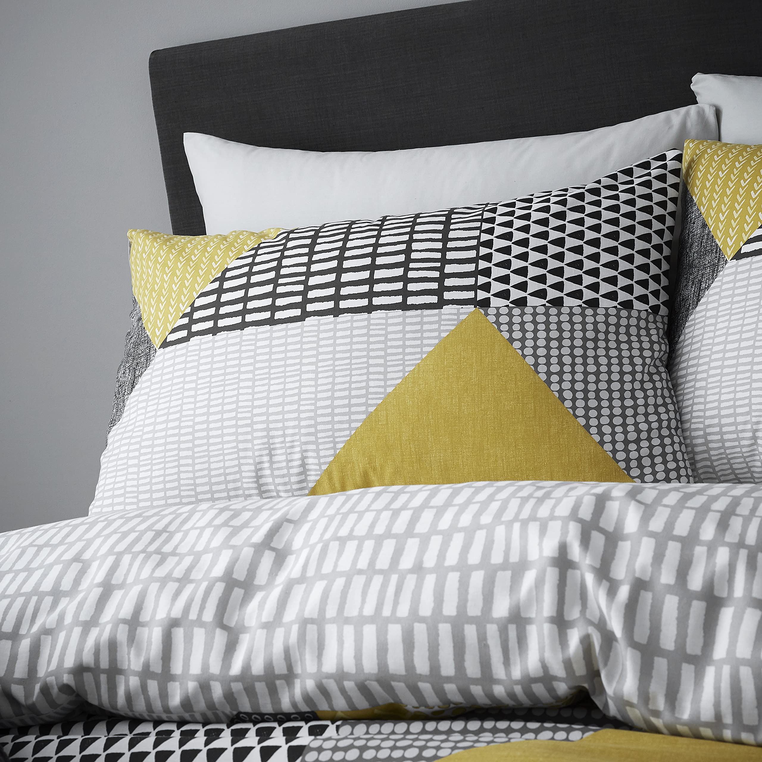 Catherine Lansfield Larsson Geo Ochre Funda Nórdica + Funda de Almohada Cama 180cm - 260x240+ 2(50x110)