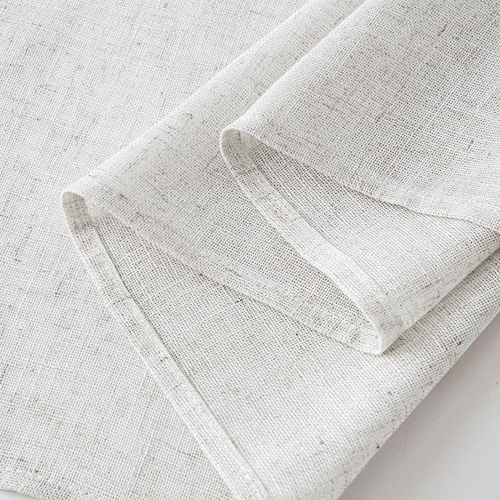 EMEMA Rideau Lin Blanc Œillets Transparent Rideaux 2x140x245cm | Transparent Léger Doux Flux Lumière Intimité Salon Bureau Vintage Élégant Aspect Naturel Tissu Respirant Lavable Machine