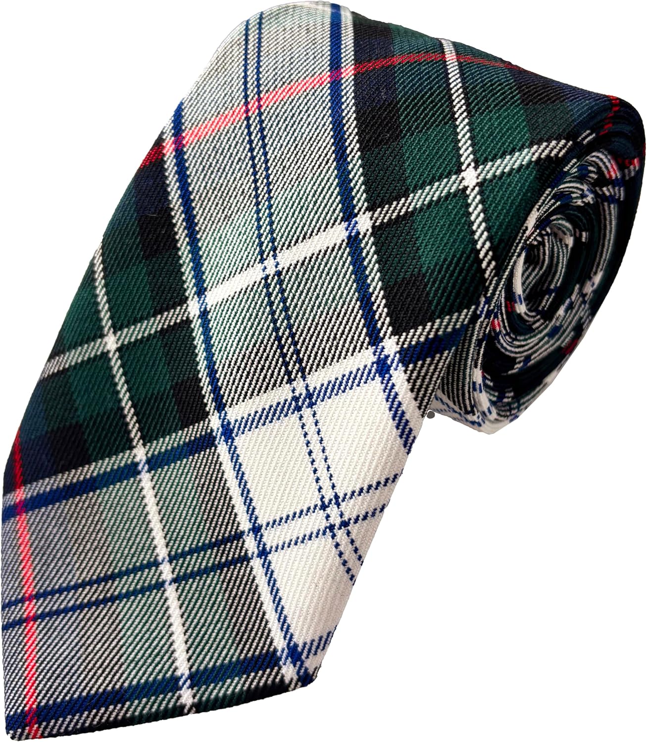 Great British Tie Club Men's Mackenzie Dress Modern Tartan Neck Tie, Green, White, Navy, Polyviscose, 145cm Length