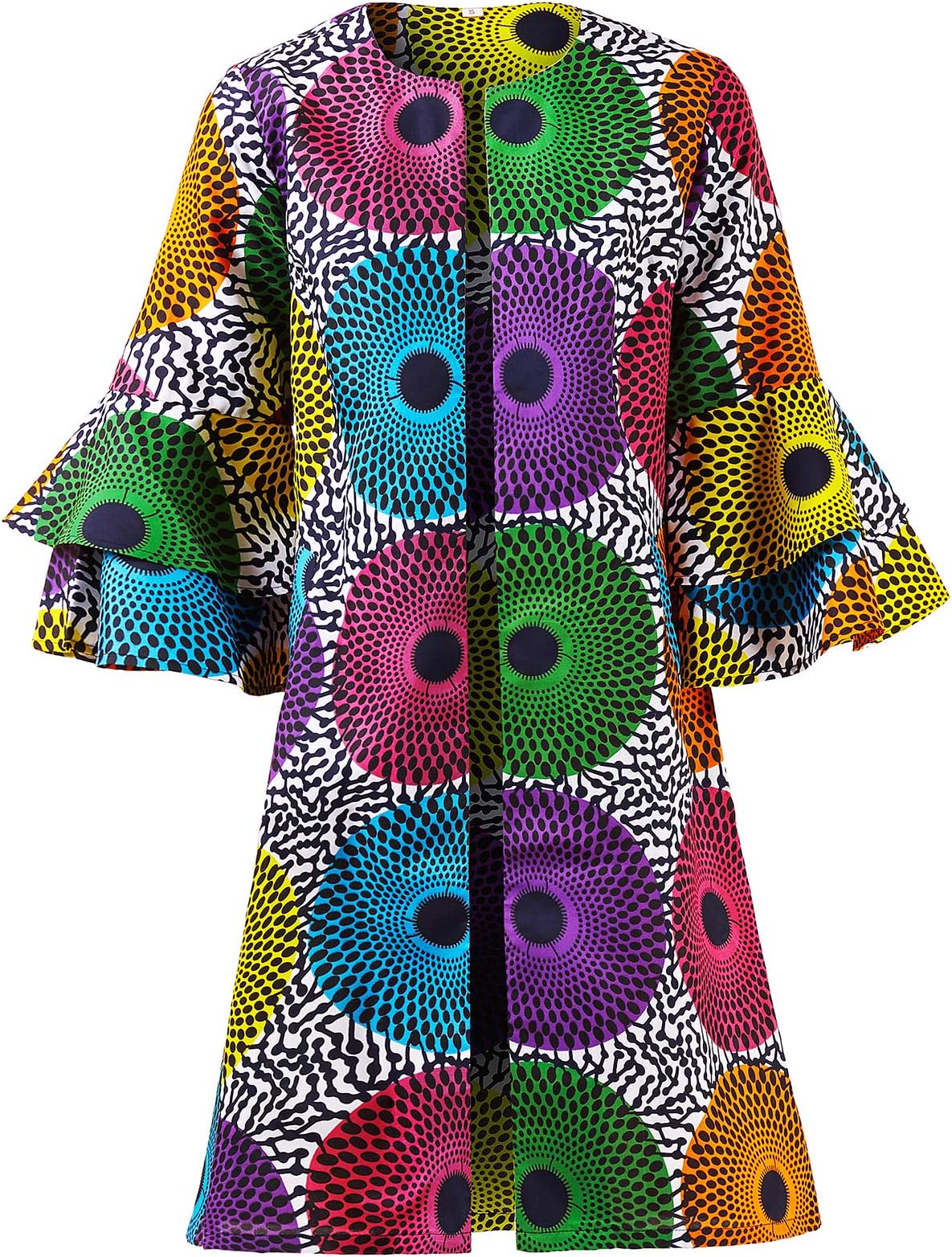 SHENBOLENWomen African Print Jacket Dashiki Traditional Top Dress