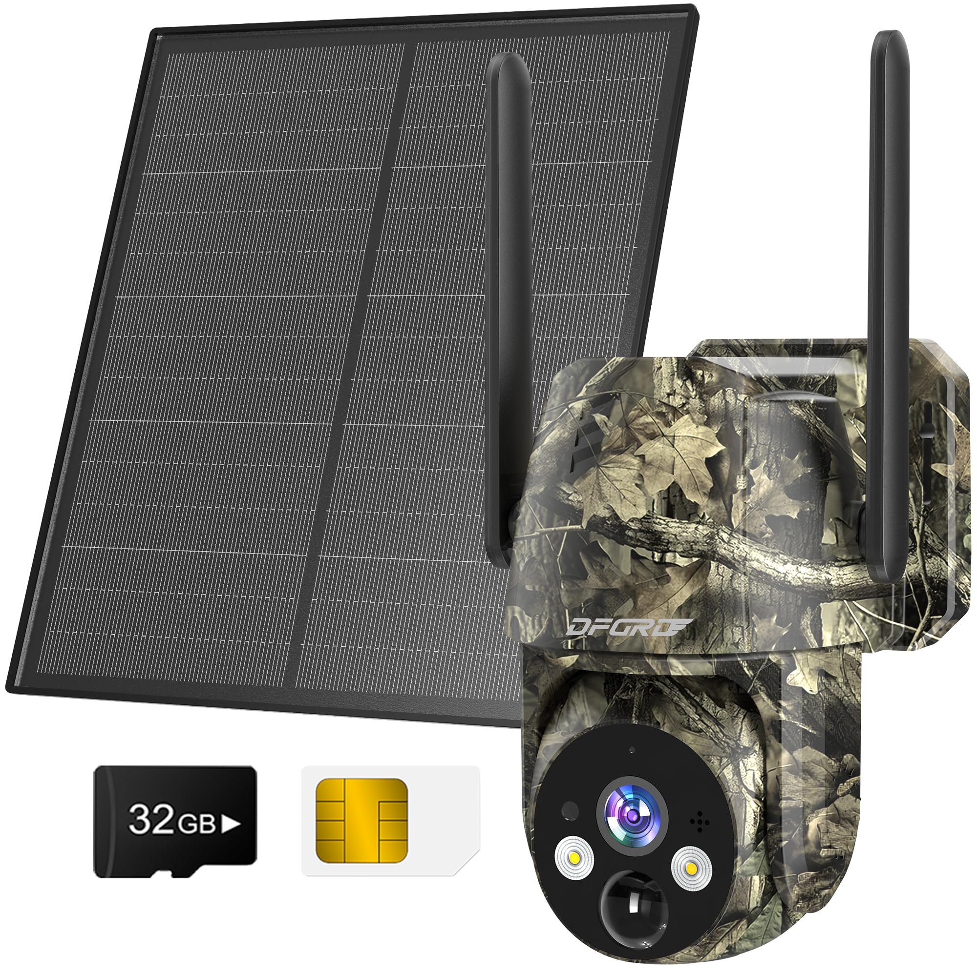 4G LTE Cámara Vigilancia Exterior Solar con Tarjeta SIM sin WiFi, 2K PTZ 360° Batería 10400mAh, Detección Movimiento PIR, Visión Nocturna Color, Audio Bidireccional, IP66