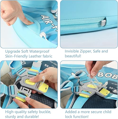 Miniatura 40 de Mambobaby Flotador de natación para bebé con toldo sólido para piscina, entrenamiento de natación, flotadores de agua sin aire, flotador de agua