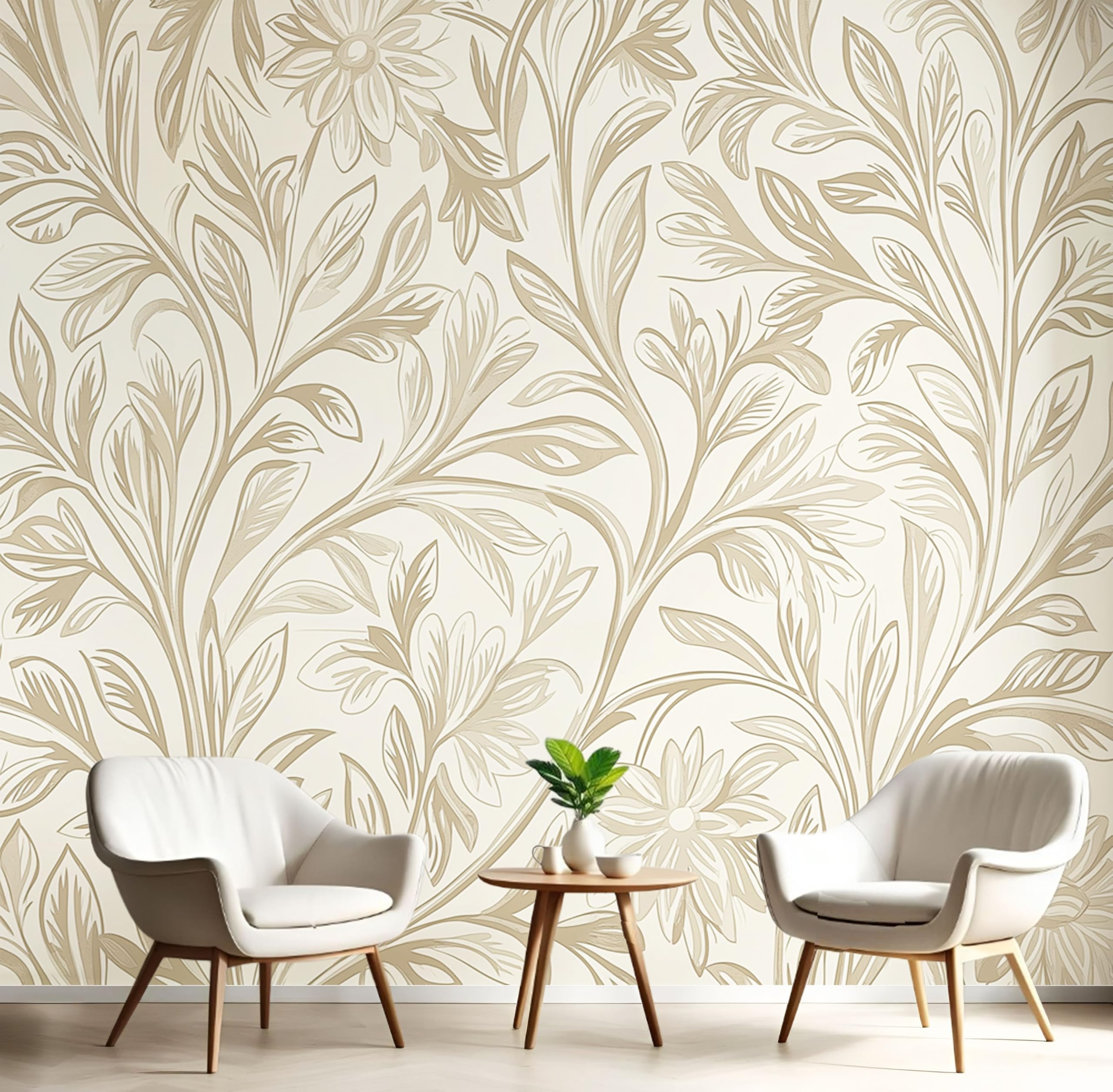 Papier peint panoramique feuilles élégantes 200x140cm pour transformer un mur blanc vide