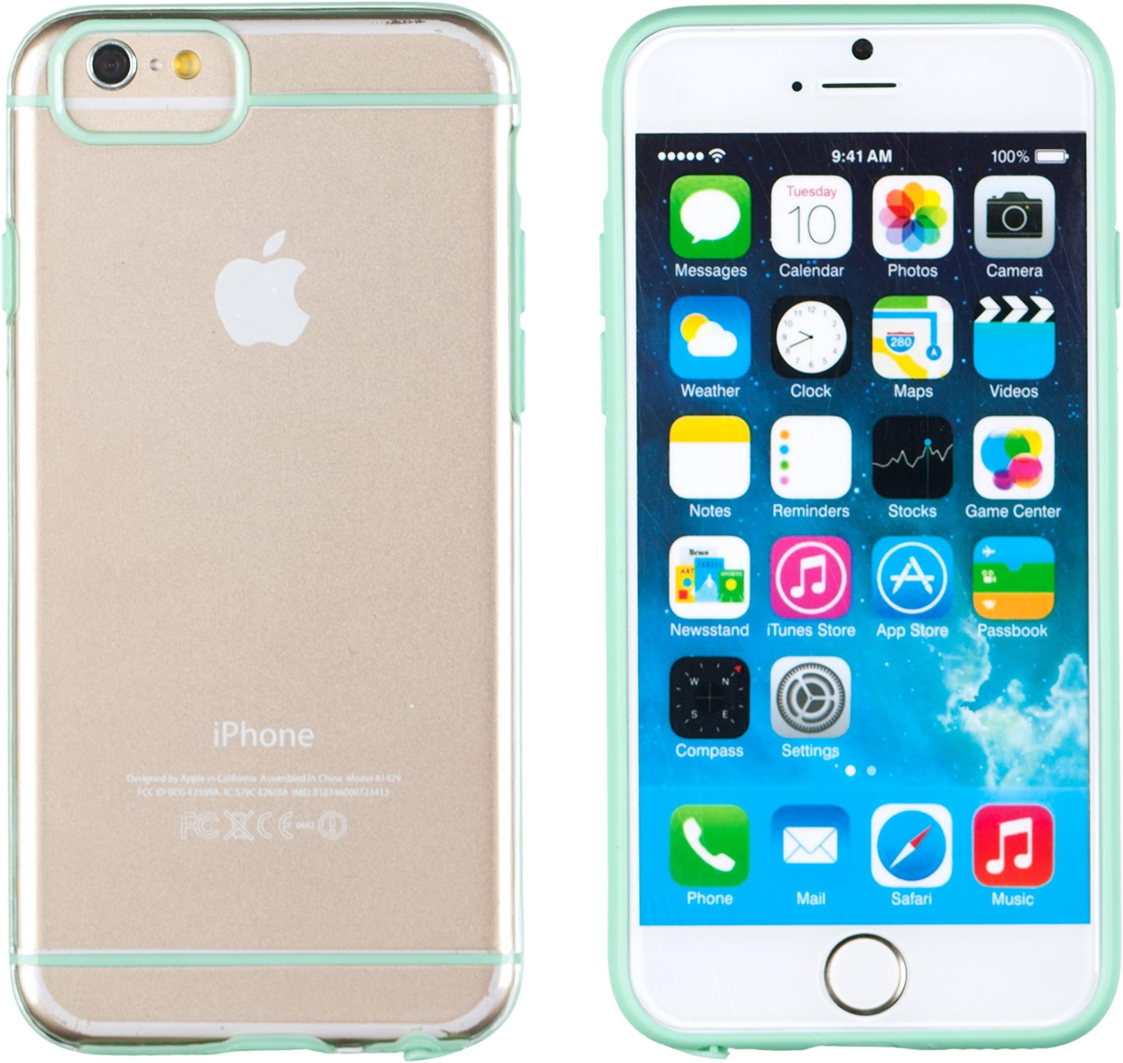 iPhone 6 Case, DandyCase SUPER SLIM HYBRID Transparent Clear Hard Case Cover for Apple iPhone 6 (4.7" screen) [DandyCase Retail Packaging] (Mint Green)