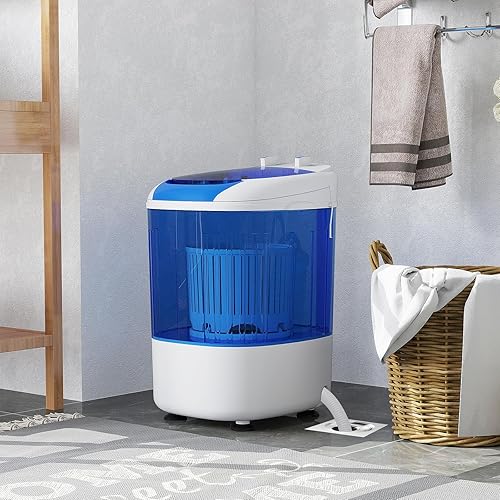 Miniatura 9 de COSTWAY Mini lavadora portátil, capacidad de 5.5 libras, lavadora de lavandería compacta con bañera giratoria y manguera de drenaje, perfecta para