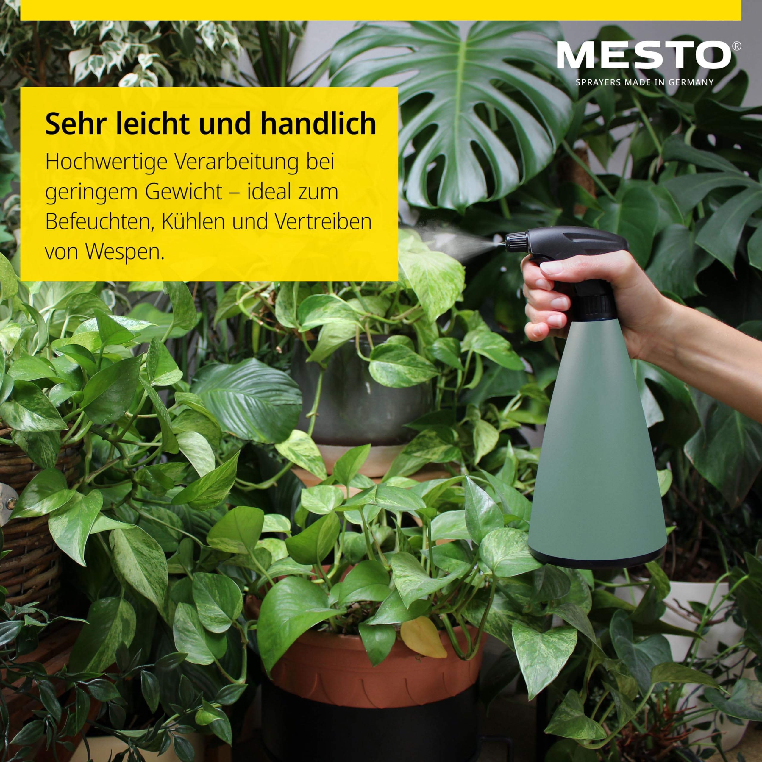 Mesto Lucky Forest - Regadera de 1 L, Incluye atomizador de Mano Mini Forest de 0,79 l, Botella de Spray y regadera para Plantas de Interior y jardín, riego y Cuidado de Plantas, Boquilla Ajustable