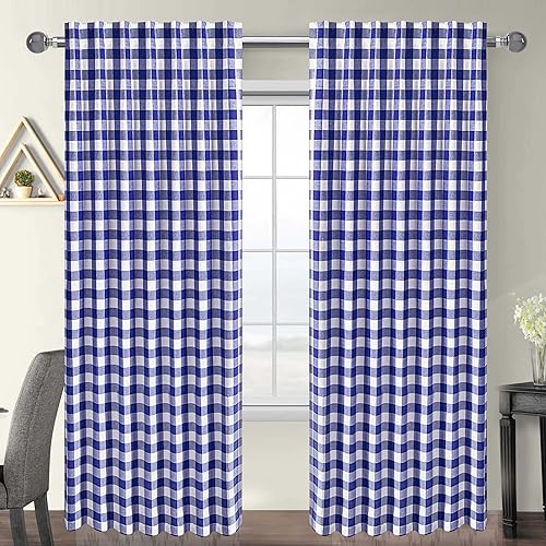 Miniatura 2 de GFI LINEN CLUBS Cortina de búfalo para ventana, de algodón, a cuadros, estilo granja, con pestaña superior, para dormitorio, sala de estar, 50 x 84