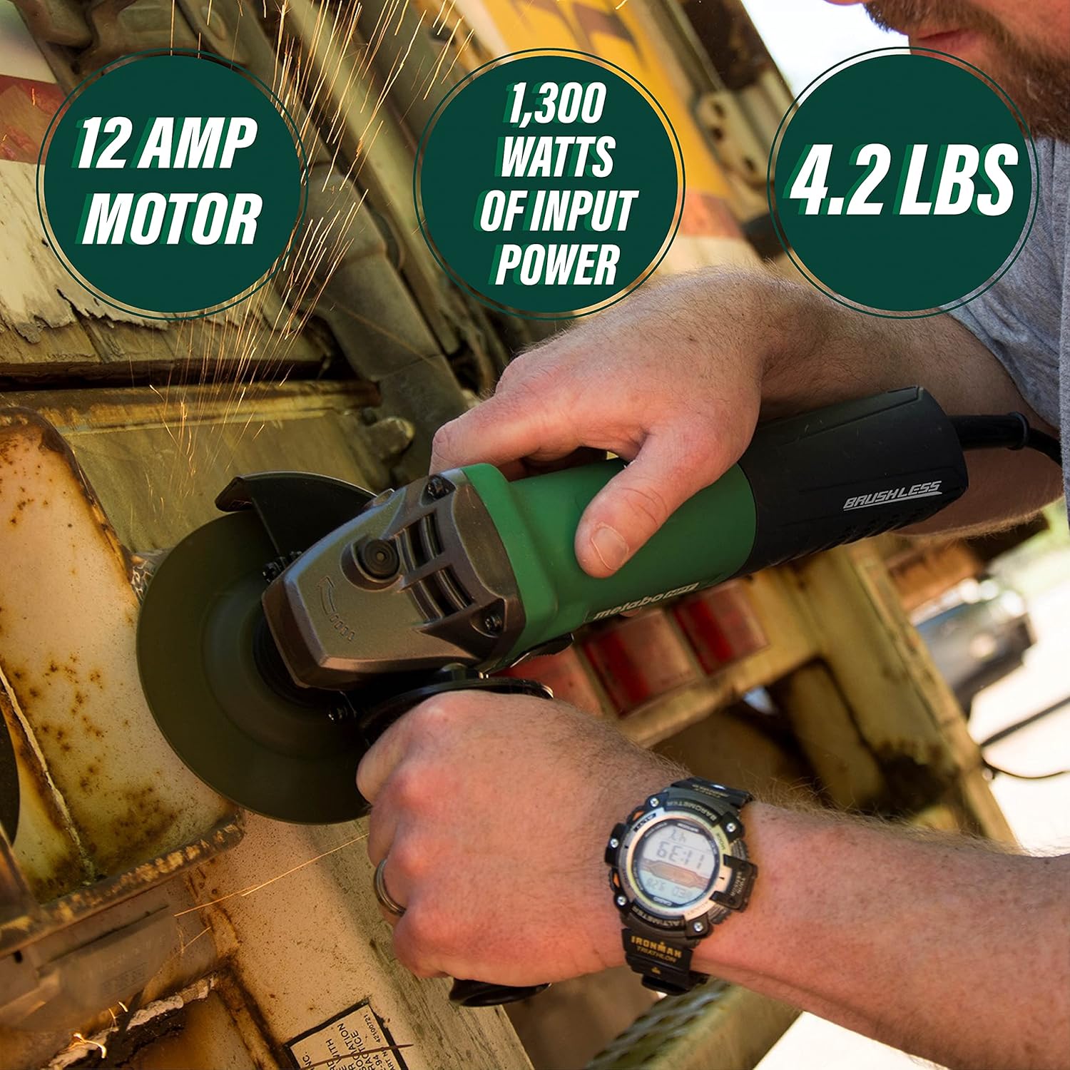 Best Cyber Monday 🔥 Metabo HPT Angle Grinder | 4-1/2-Inch | AC Brushless | Variable Speed | 12-Amp Motor | 2,800 - 10,000 Rpm | 1,300W | Slide Switch W/ Trigger Lock-On | 1-Year Warranty | G12VE
