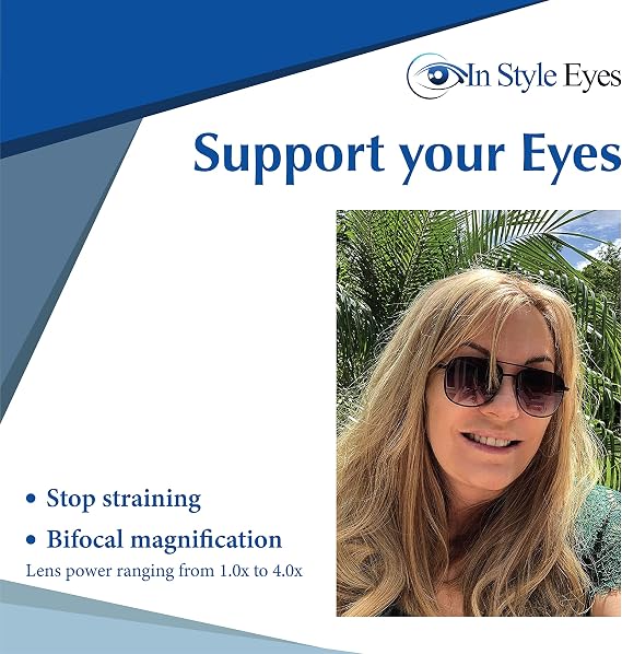In Style Eyes Just Chillin' Aviator Bifocal Sunglasses - Classic Wired Metal Frame Reading Sunglasses - Gradient Tint Lens - Black - 3.75x
