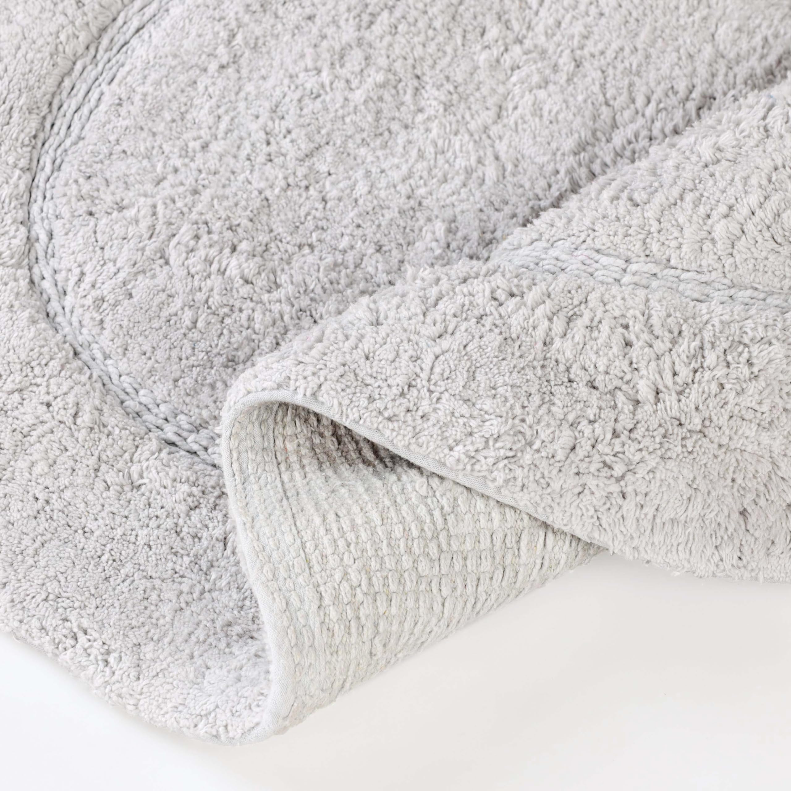 Superior Non- Slip Cotton Oval Bath rug with Spray Latex Backing Tappeti da Bagno, Cotone, Argento-Ovale, 2 PC Set
