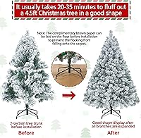 Vista 42 de Yaheetech 7.5ft Pre-lit Spruce Artificial Christmas Tree Snow Flocked Hinges Tree with 550 Multicolor LED Lights & 1284 Branch Tips & Metal Stand