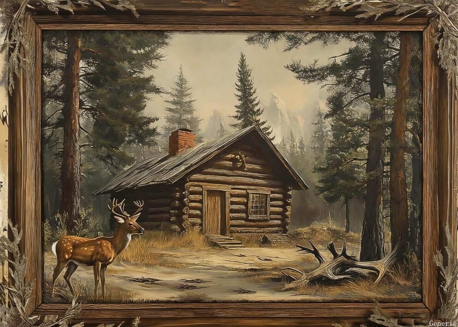 1000 Pieces Wooden Adult Jigsaw Puzzles, Deer Passing by The Cabin, Wonderful Imagination, Stress Relieving Pleasure, Great for Relaxation and Display for Puzzle Enthusiast 20x28in