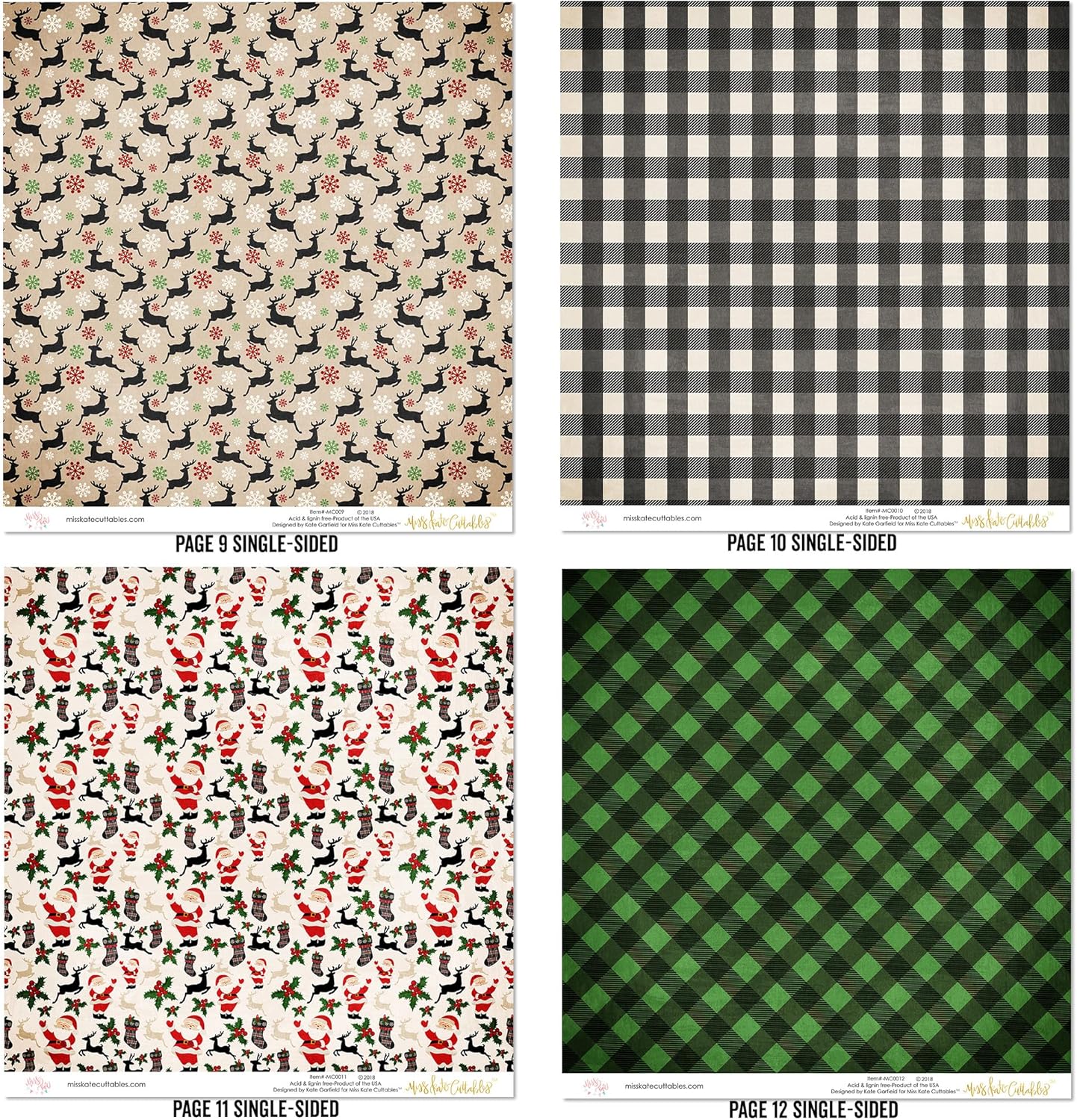 Die Cuts & Paper SET - Merry Christmas - By Miss Kate Cuttables - 16 Sheets of 12"x12" Cardstock & OVER 60 Coordinating Die Cuts - Exclusive Original Matching SET