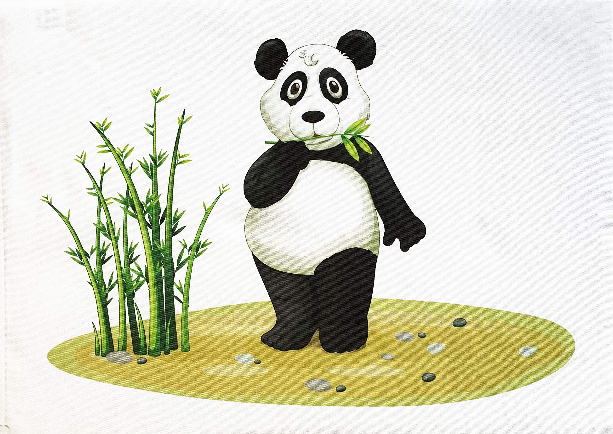 Half A Donkey Multicolour Panda And The Bamboo - Large Cotton Tea Towel