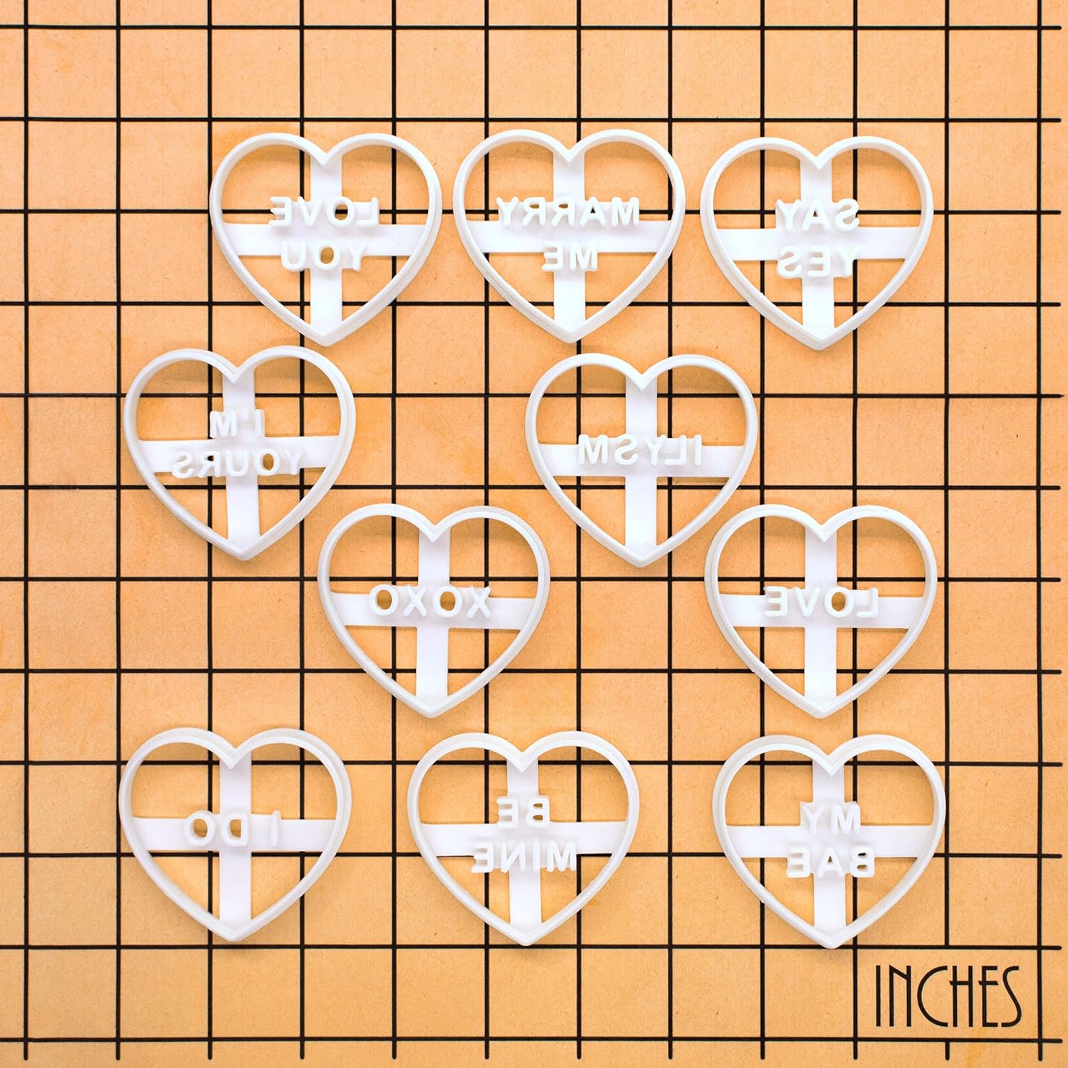BAKERLOGY Set of 10 Love & Proposal Conversation Heart Cookie Cutters – Cute Romantic Messages for Date Night, Valentine’s Day, Weddings, Engagements, Anniversaries & Celebration Cookies