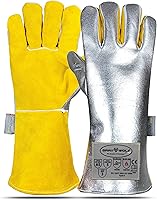 SpecxArmor Graywolf Kevlar Aluminized Welding Gloves Large - 1472°F Heat Resistant Fireproof Gloves for Foundry, Forge, MIG Welding