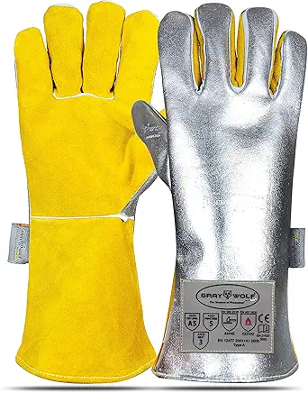 SpecxArmor Graywolf Kevlar Aluminized Heat Resistant Welding Glove - Large - 1472°F