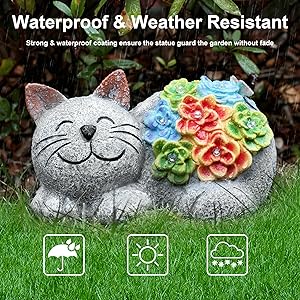 Otdair Solar Cat Decor, Birthday Gifts for Women with Succulent and 7 LED Lights, Christmas Gifts for Mom, Seniors, House Warming New Home Garden Decor for Cat Lover