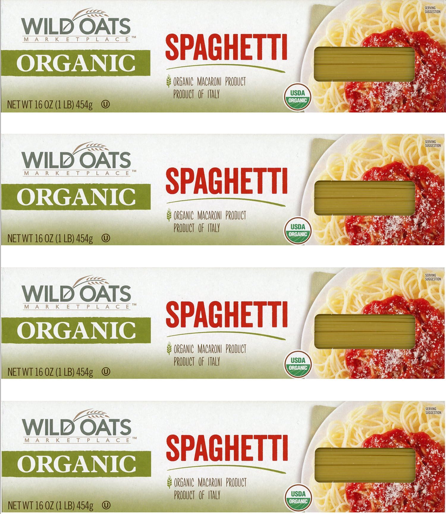 Wild Oats Organic Spaghetti, 16 Ounce (1 Pound), Pack of 4