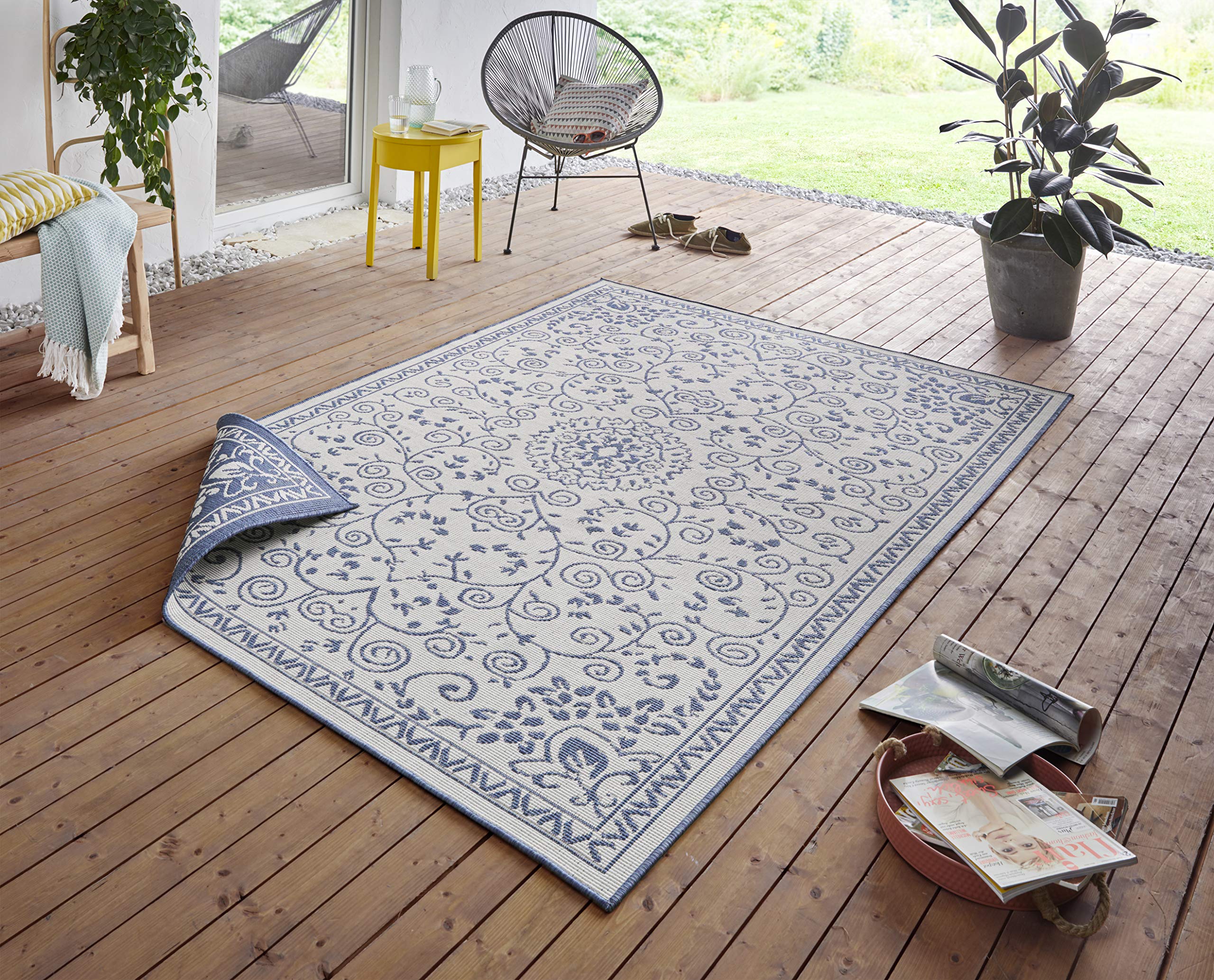 Hanse Home bougari In- & Outdoor Reversible Rug Leyte Blue Cream 80 x 150 cm