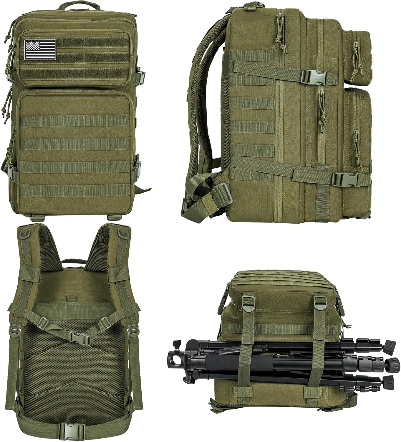 IBVIVIC 45L Military Tactical Backpack for Men, Large Molle Backpacks Outdoor Tactical Bag for Hiking Camping Travel (Green)