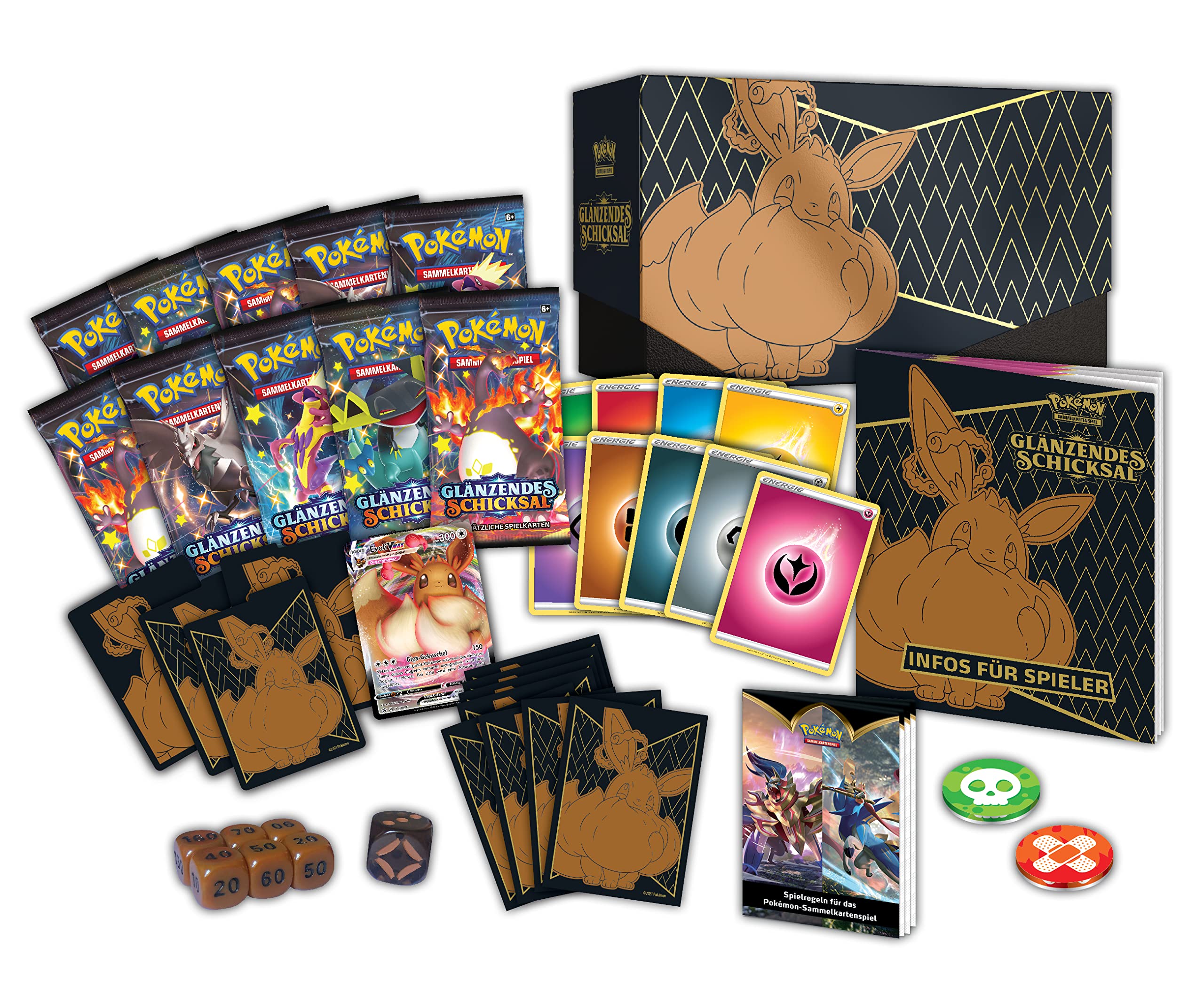 Pokémon-Sammelkartenspiel: Top-Trainer-Box Glänzendes Schicksal (10 Boosterpacks & Premium-Zubehör)