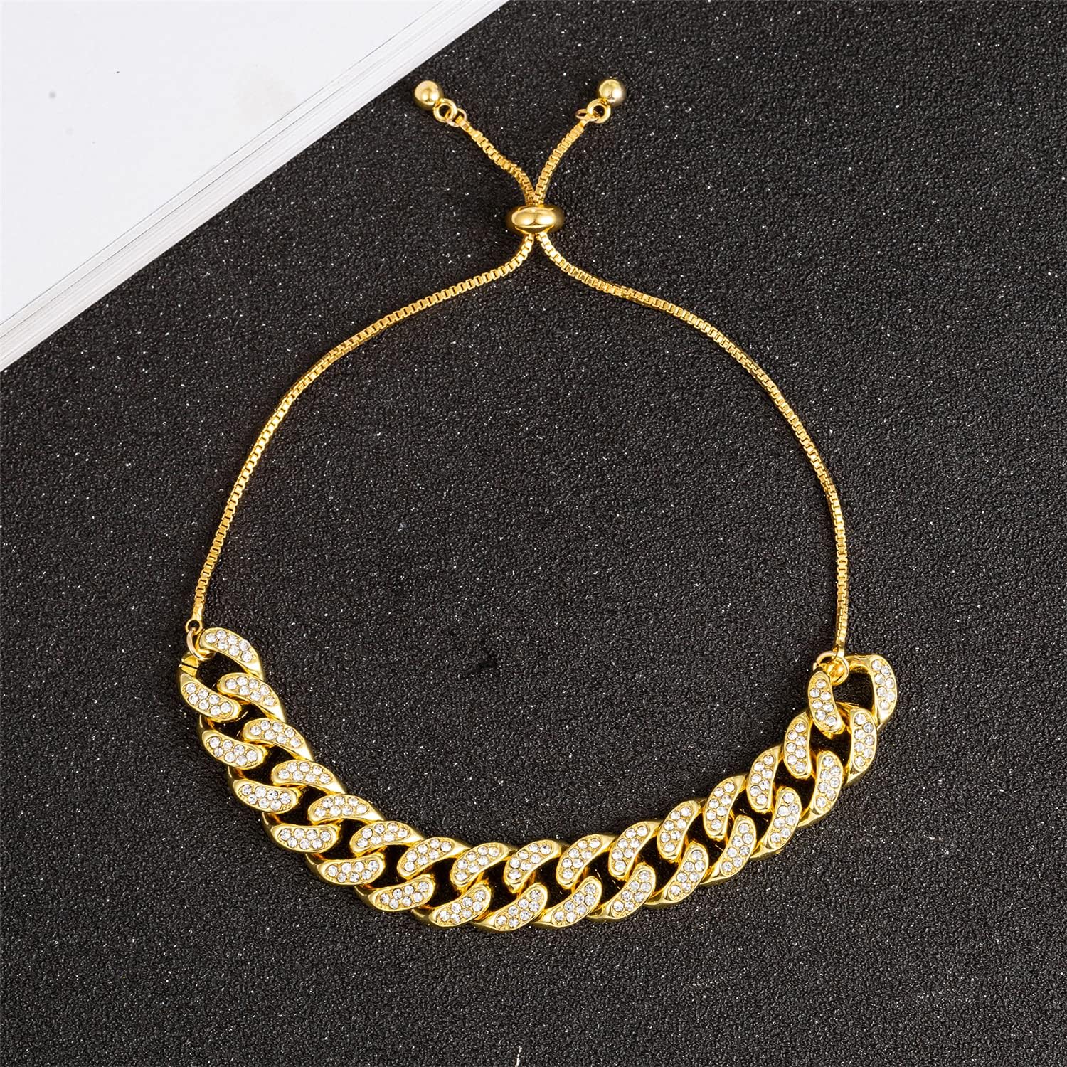 kelistom Gold Cuban Link Anklet for Women Men, 18K White Gold Plated Hip-hop Rhinestone Filled Ankle Bracelets for Women Teen Girls - Image 5