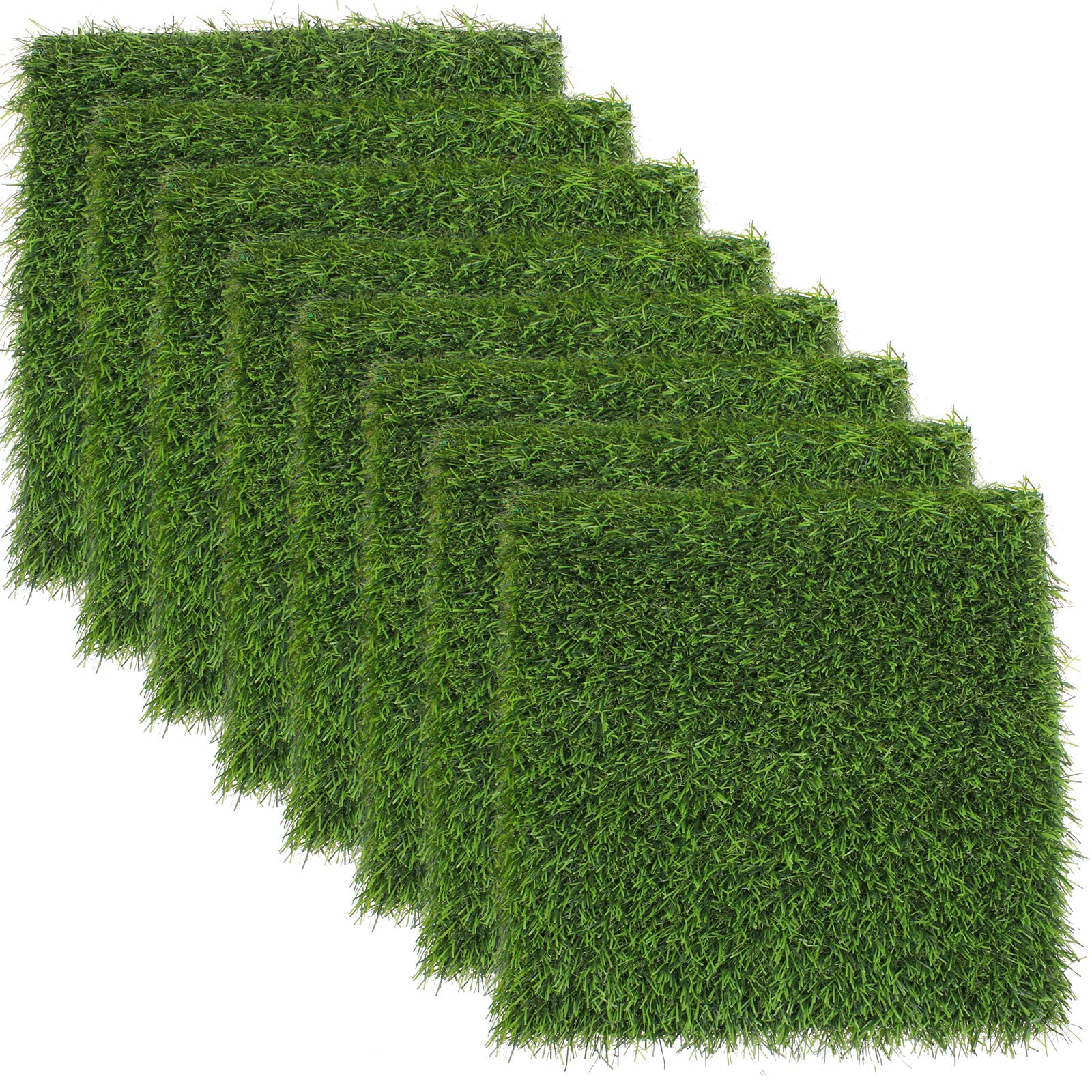 Kesfey 8 Packs 12 x 12 Squares Grass Placemats Artificial Grass Mat Fake Turf Astroturf Squares Placemat Synthetic Grass Turf Patch Washable Green Fake Grass Carpet for Outdoor Woodland Picnic Party