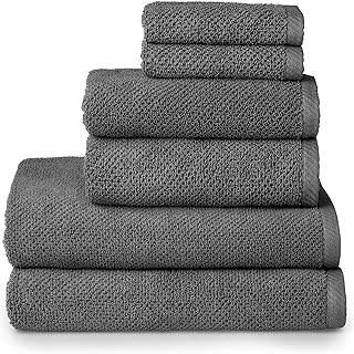 SIMPLI-MAGIC 79451 Popcorn Textured Bath Towels Set, 2 Bath Towels, 2 Hand Towels, 2 Washcloths, 6 Pieces, Gray