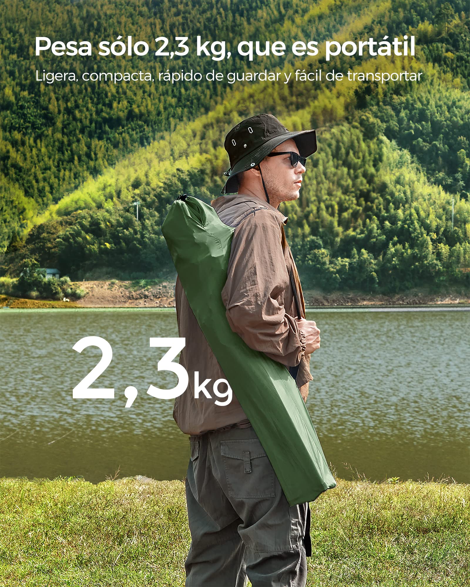 SONGMICS Składane krzesło kempingowe, zestaw 2 sztuk, krzesło wędkarskie, z podłokietnikiem, uchwyt na kubek, przenośne, składane, pojemność 120 kg, kamping, ogród, wędkarstwo, plaża, taras, oliwkowa