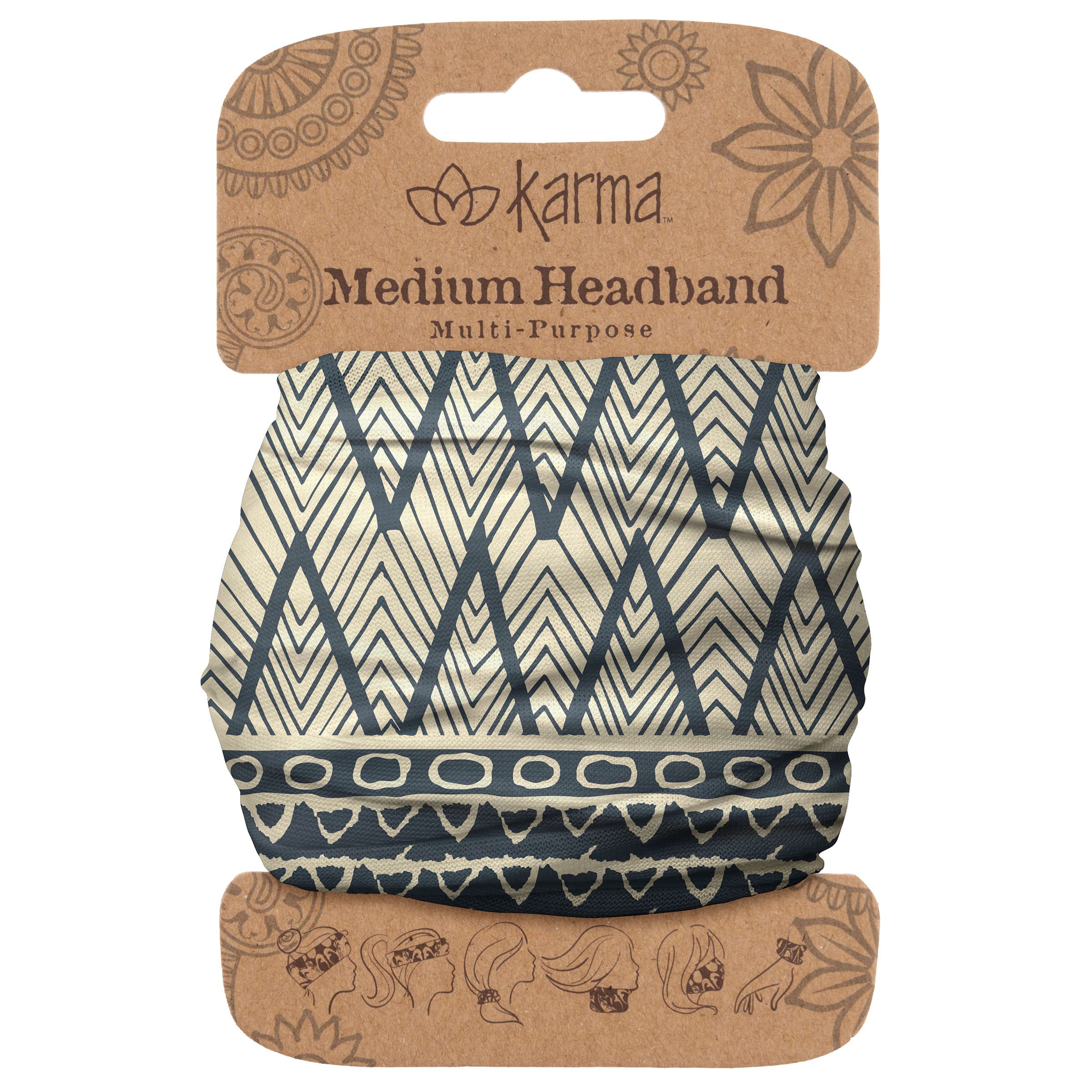 Karma Gifts Headband, Half, Black/Cream