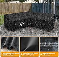 Vista 3 de Kipiea Funda para sofá modular en forma de V para patio, tela Oxford resistente 420D, funda modular para exteriores con 6 hebillas a prueba