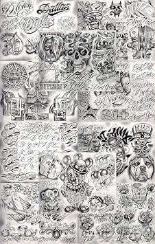 Boog From The Streets With Love Gangsta Style Tattoo Flash 10 Sheet Set 11x14" G, Great Tattoo Shop Investment For Display, Lowrider Artwork