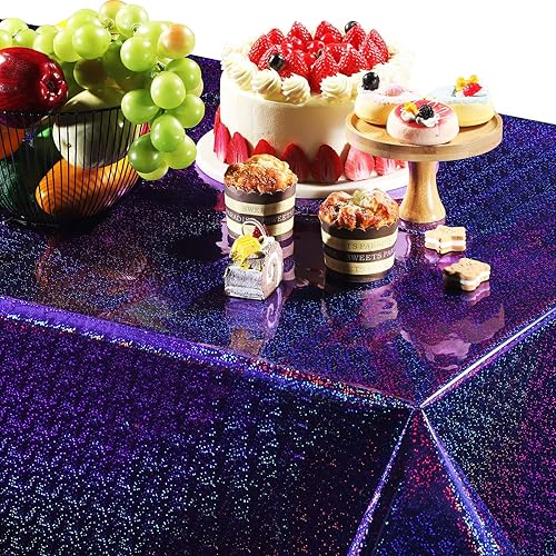 Vista 11 de Irenare Paquete de 3 manteles de plástico iridiscentes con láser, láminas holográficas para niñas, fiestas, bodas, discotecas, bailes, cumpleaños
