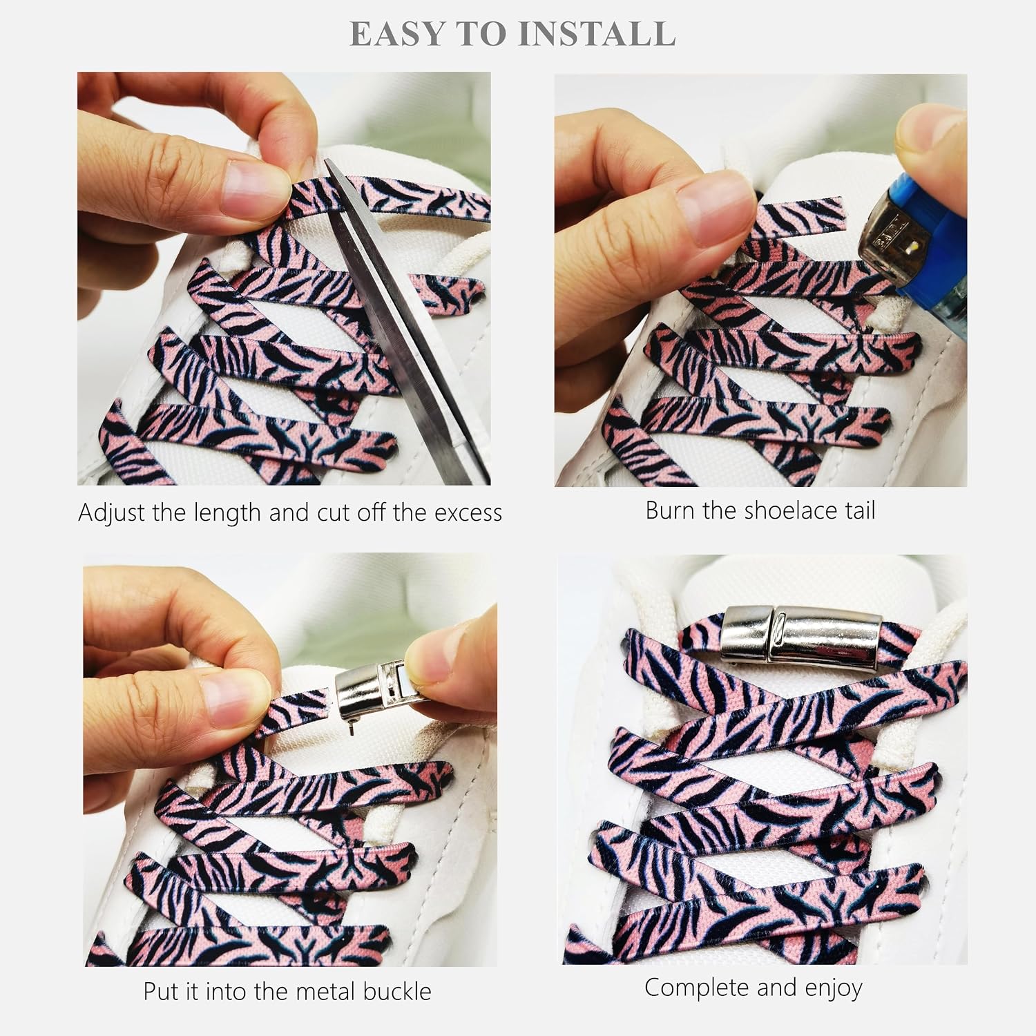 Magnetic No Tie Elastic Shoe Laces for Kids Adults, No screw, One Size Fits All image 2