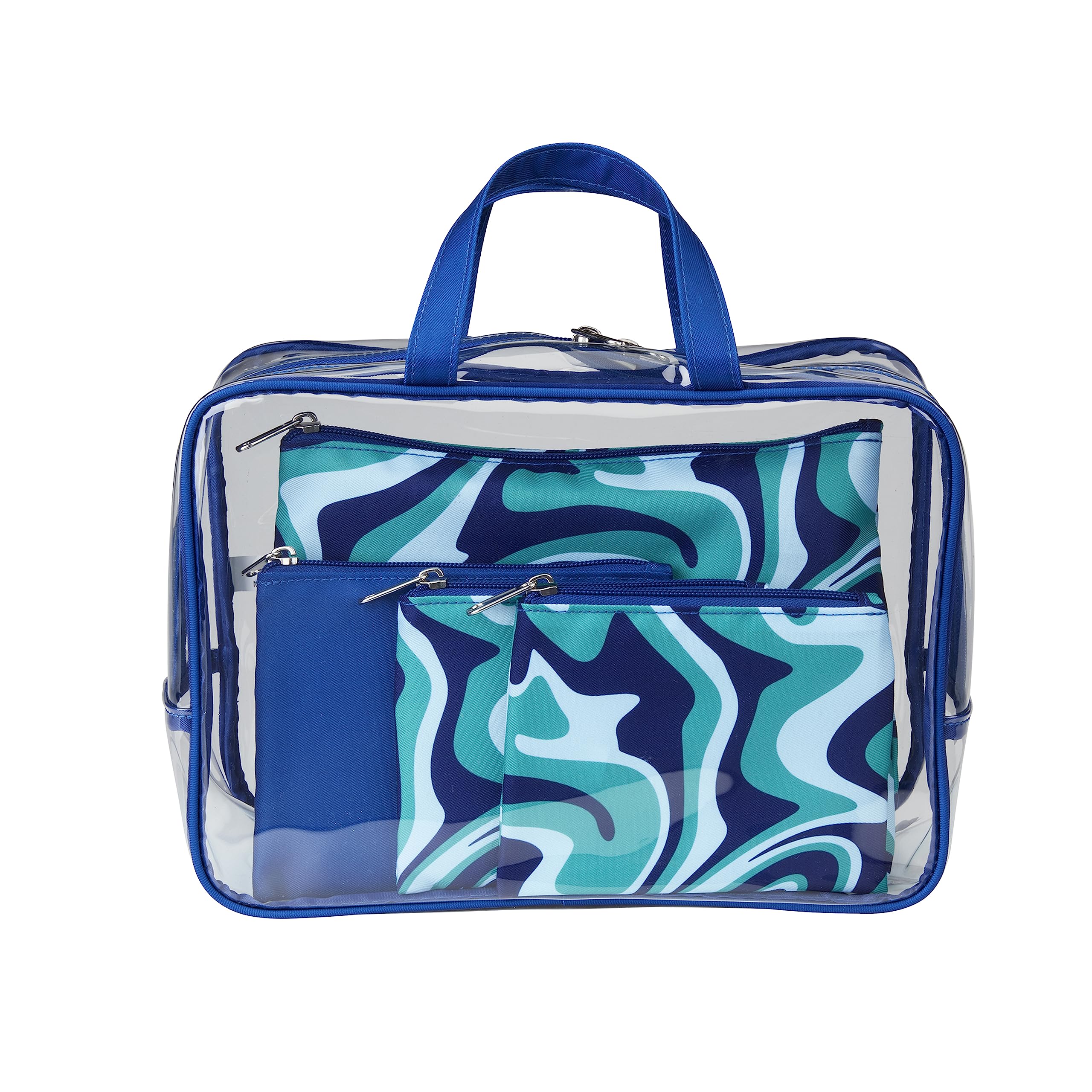 Conair 5 Piece Toiletry and Cosmetic Bag Set Under $30, Includes 1 Large Weekender Bag and 4 Organizer Bags in Blue Swir — beauty deal on Shopping With Noya