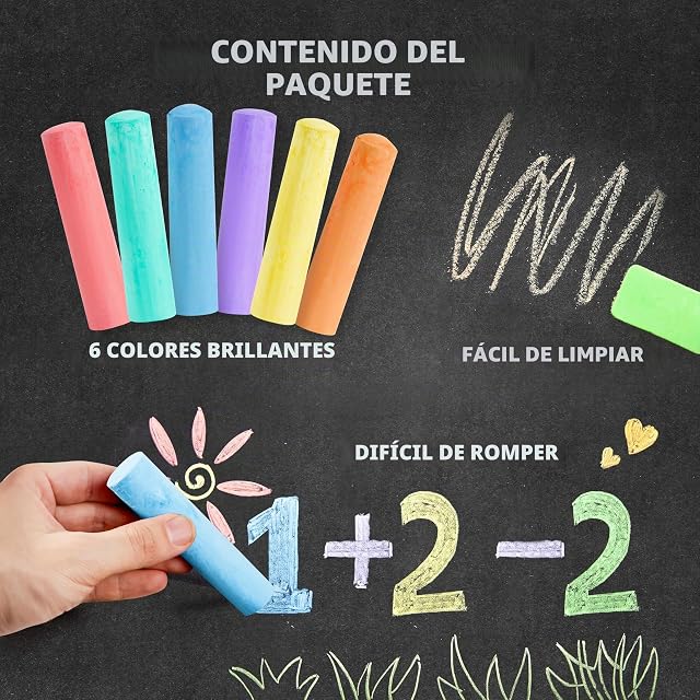 Foto 2 de 8 de Juego de 24 tizas lavables para acera no tóxicas para escuelas, juegos de arte al aire libre